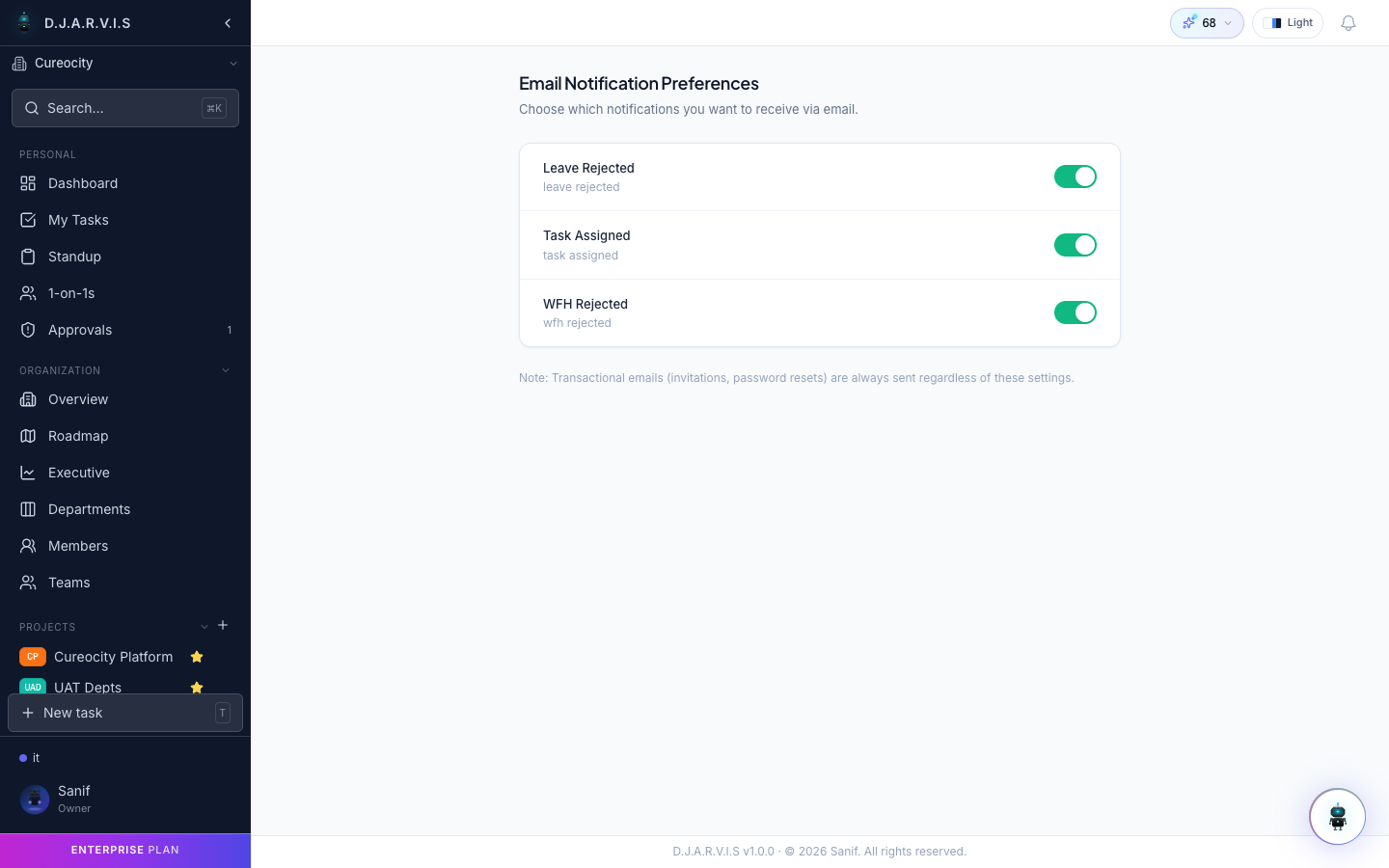 Notification preferences