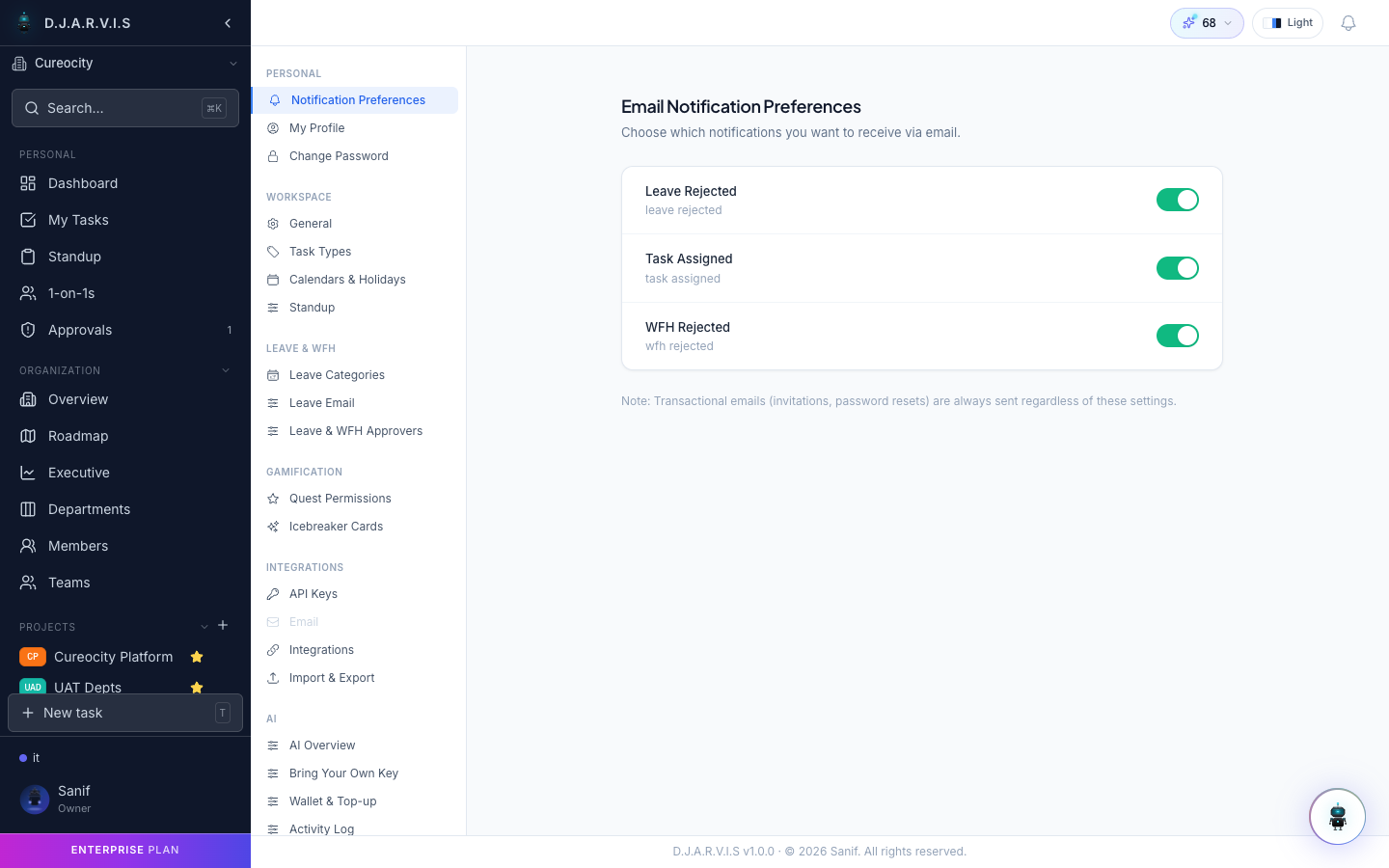 Notification settings